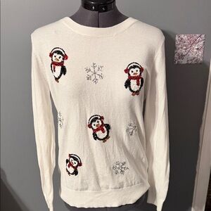 Women's White Penguin Sweater